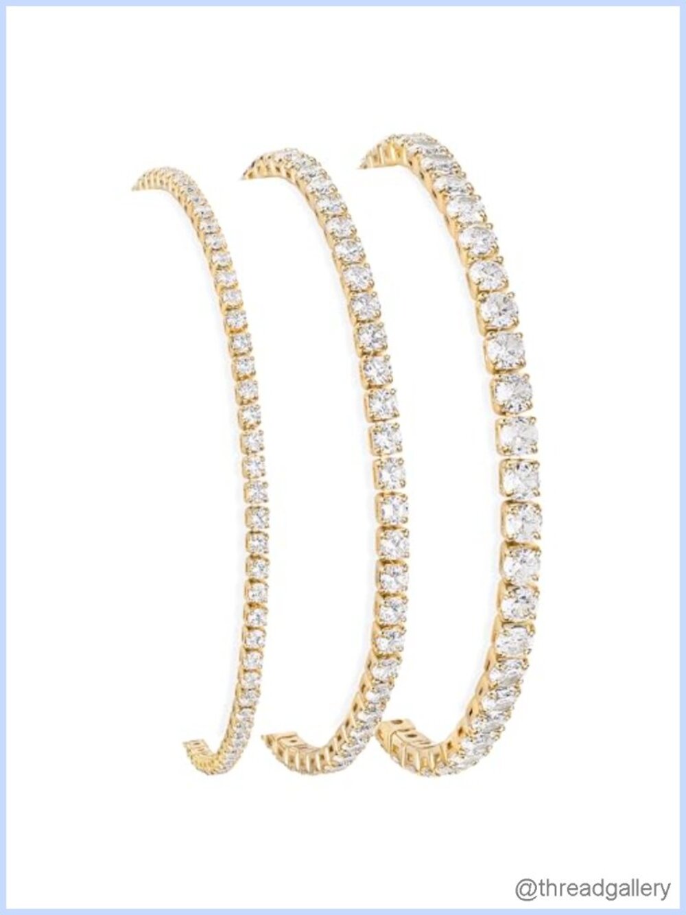 14K Gold Plated Sterling Silver Tennis Bracelet Set 3-Piece Stackable
